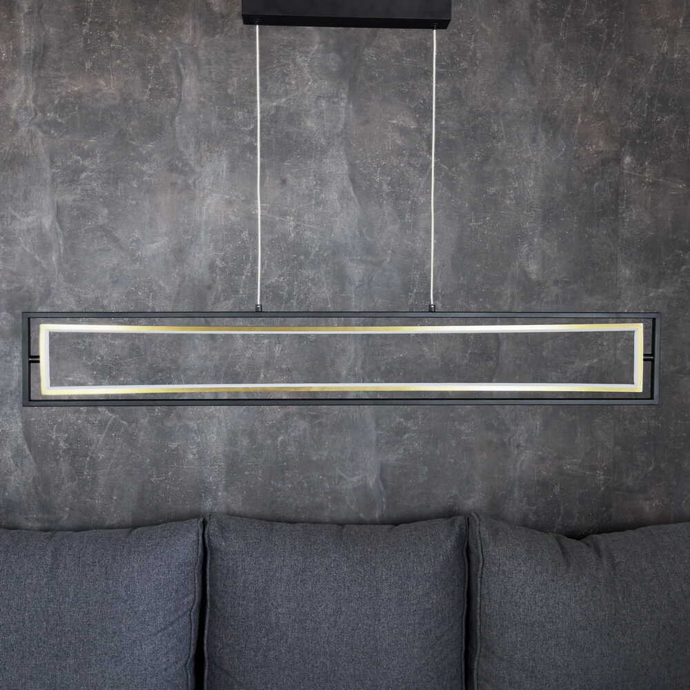 Светильник LED smart PRADA-Р с пультом 90Вт 3000-5000K 5000Lm Прямоугольный Черно-золотой 220745